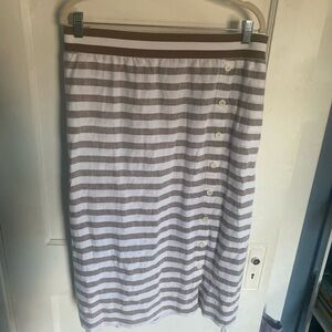 Sz XL Petite J. Jill Brown and White Linen Skirt